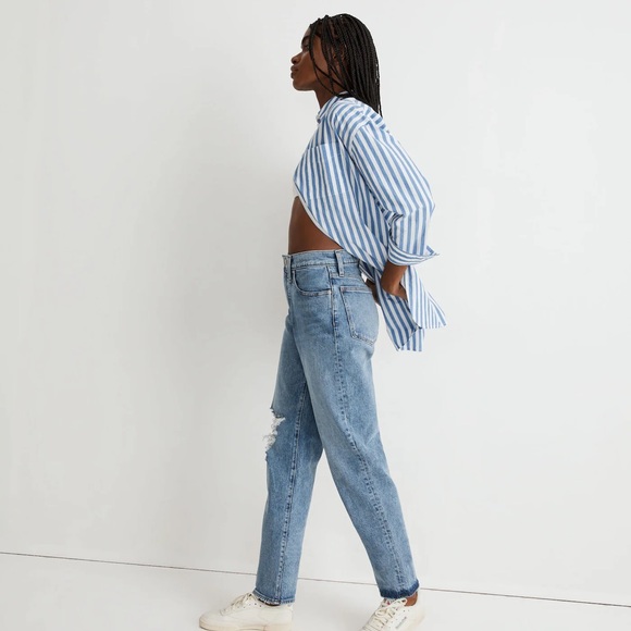 MADEWELL Tall Perfect Vintage Straight Jean Kingsbury Wash Knee-Rip SIZE 30T NWT - Picture 2 of 11